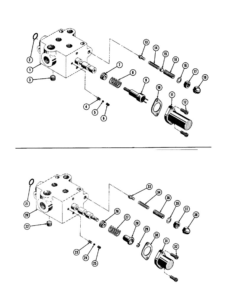 Схема запчастей Case 600 - (300) - HYDRAULIC VALVE ASSEMBLY, BODY, SPOOL, CAP, SEALS, SPRINGS (07) - HYDRAULIC SYSTEM