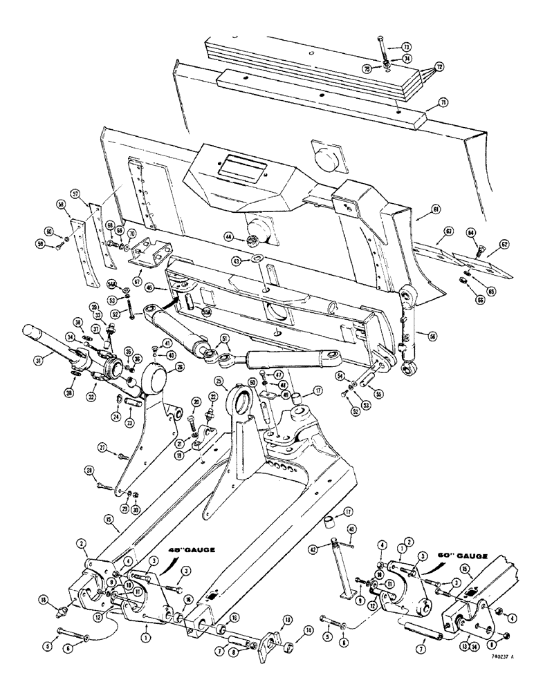 Схема запчастей Case 350 - (380) - POWER ANGLE TILT DOZER - C-FRAME, MOLDBOARDS AND CYLINDERS USED SN 3047966 AND AFTER (05) - UPPERSTRUCTURE CHASSIS