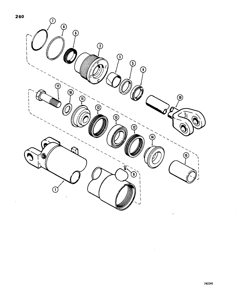 Схема запчастей Case 1450 - (260) - G101023 AND G101022 TILT AND PITCH CYLINDERS, GLAND OR TUBE STAMPED W/CYLINDER PN (08) - HYDRAULICS