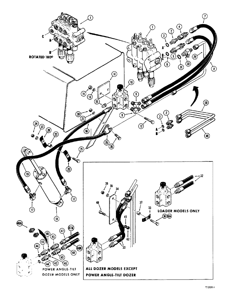 Схема запчастей Case 350 - (210) - THREE POINT HITCH HYDRAULIC CIRCUITS, MODELS WITH DIVERSION (07) - HYDRAULIC SYSTEM