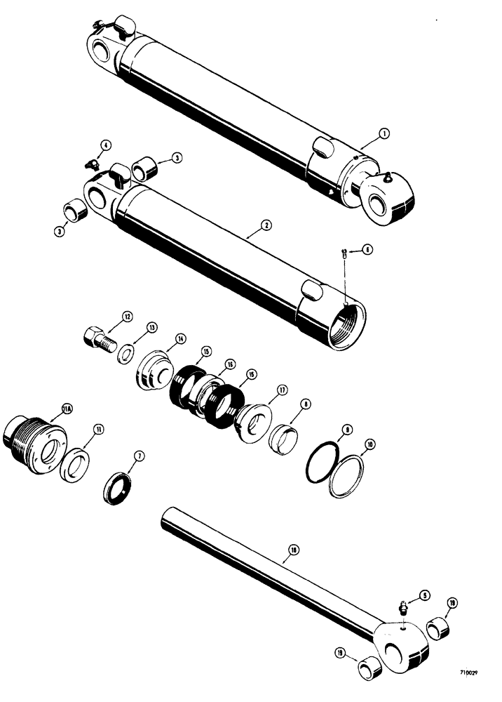 Схема запчастей Case 33S - (066) - BACKHOE CROWD CYLINDER, CYLINDER W/ U-TYPE PRESS-IN OUTER ROD WIPER 