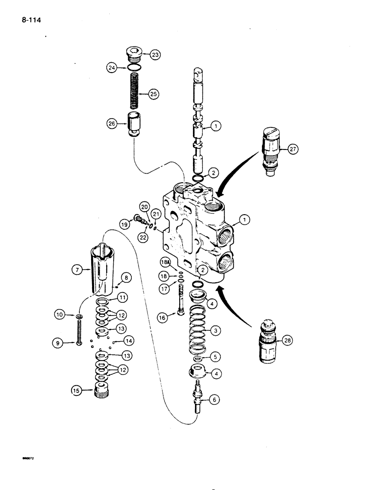 Схема запчастей Case 855D - (8-114) - D88765 LOADER LIFT SECTION (08) - HYDRAULICS