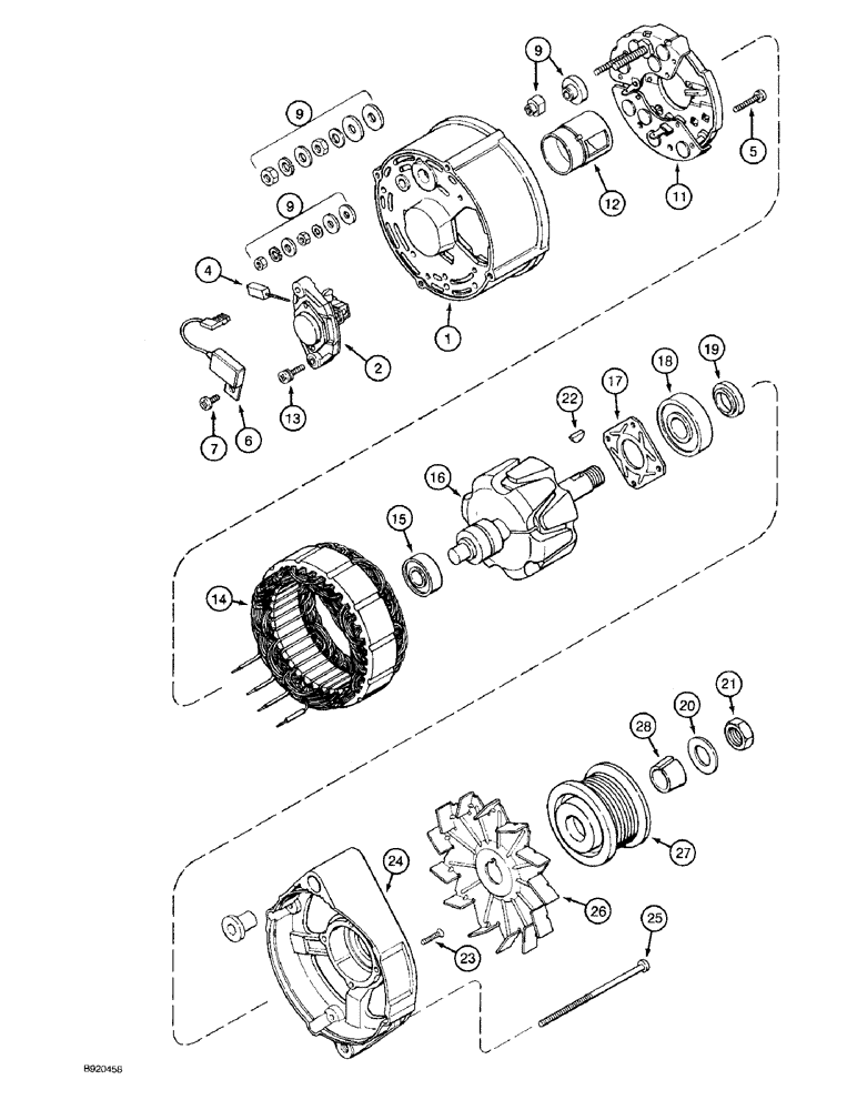 Схема запчастей Case 580SK - (4-08) - ALTERNATOR (04) - ELECTRICAL SYSTEMS