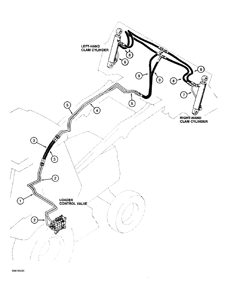 Схема запчастей Case 590L - (1-16) - PICTORIAL INDEX, LOADER HYDRAULICS, CLAM CYLINDER (00) - PICTORIAL INDEX