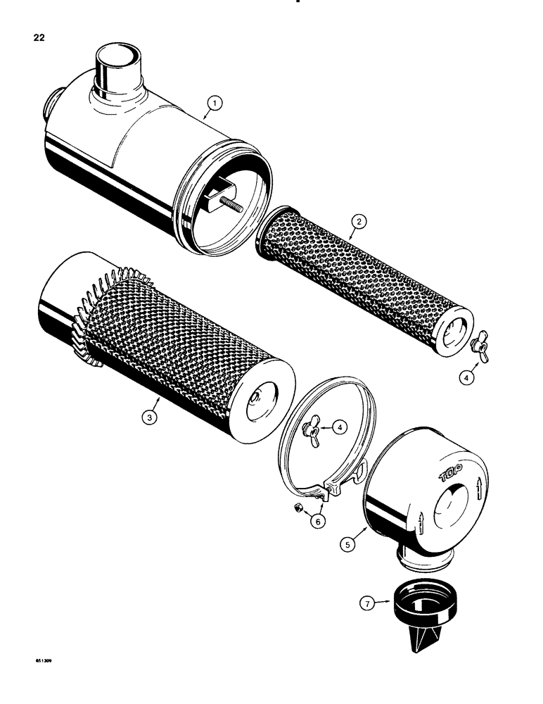 Схема запчастей Case 580SE - (022) - A172256 AIR CLEANER, MODELS WITH TURBOCHARGED ENGINE (02) - ENGINE