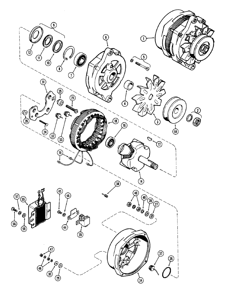 Схема запчастей Case 580B - (132) - ALTERNATOR, PRESTOLITE (04) - ELECTRICAL SYSTEMS