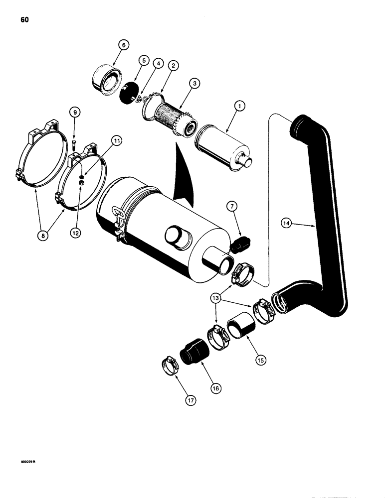 Схема запчастей Case 1835 - (060) - AIR CLEANER, GASOLINE MODELS (02) - ENGINE