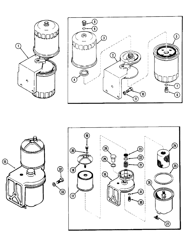 Схема запчастей Case 580B - (042) - FUEL FILTER (SPIN-ON TYPE), (188) DIESEL ENGINE, 1ST USED ENG SN 2718490 (03) - FUEL SYSTEM