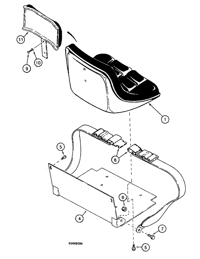 Схема запчастей Case 1825B - (9-18) - SEAT MOUNTING AND SEAT BELT, STANDARD (09) - CHASSIS/ATTACHMENTS