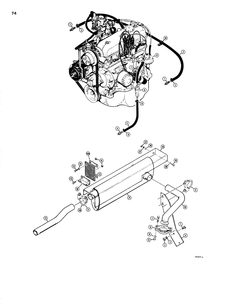 Схема запчастей Case 1830 - (074) - FUEL LINES, CROSSOVER AND FUEL TANK TO FUEL PUMP (10) - ENGINE