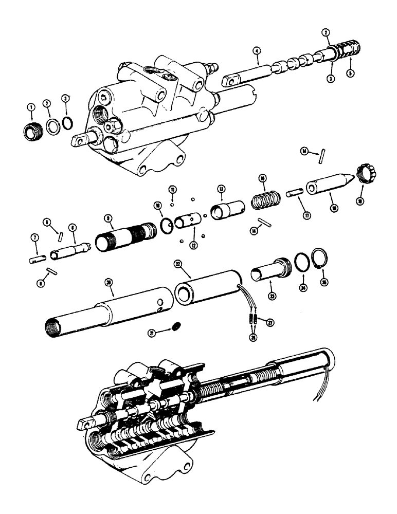 Схема запчастей Case 680CK - (182) - THREE POSITION SPOOLS - DOUBLE ACTING, USED WITH 2 AND 3 SPOOL LOADER VALVES (35) - HYDRAULIC SYSTEMS