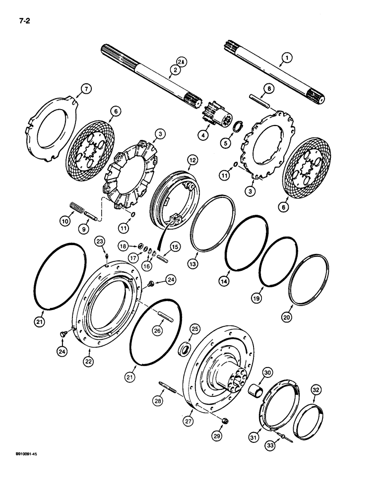 Схема запчастей Case 680L - (7-02) - REAR AXLE, REAR BRAKES (07) - BRAKES