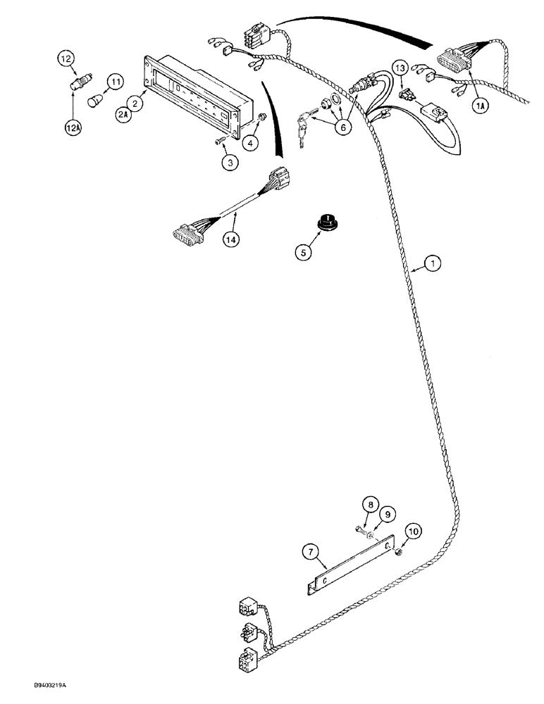 Схема запчастей Case 1825 - (4-16) - FRONT HARNESS AND INSTRUMENT CLUSTER, PRIOR TO P.I.N. JAF0096778 (04) - ELECTRICAL SYSTEMS