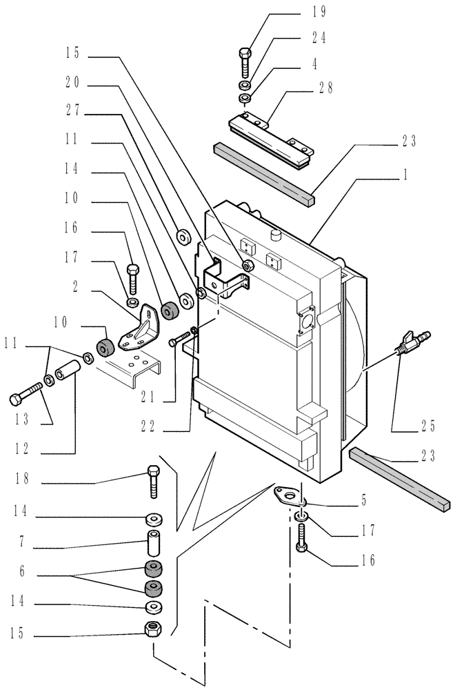 Схема запчастей Case 1850K - (0.550[01]) - ENGINE COOLING SYSTEM - WATER RADIATOR (01) - ENGINE