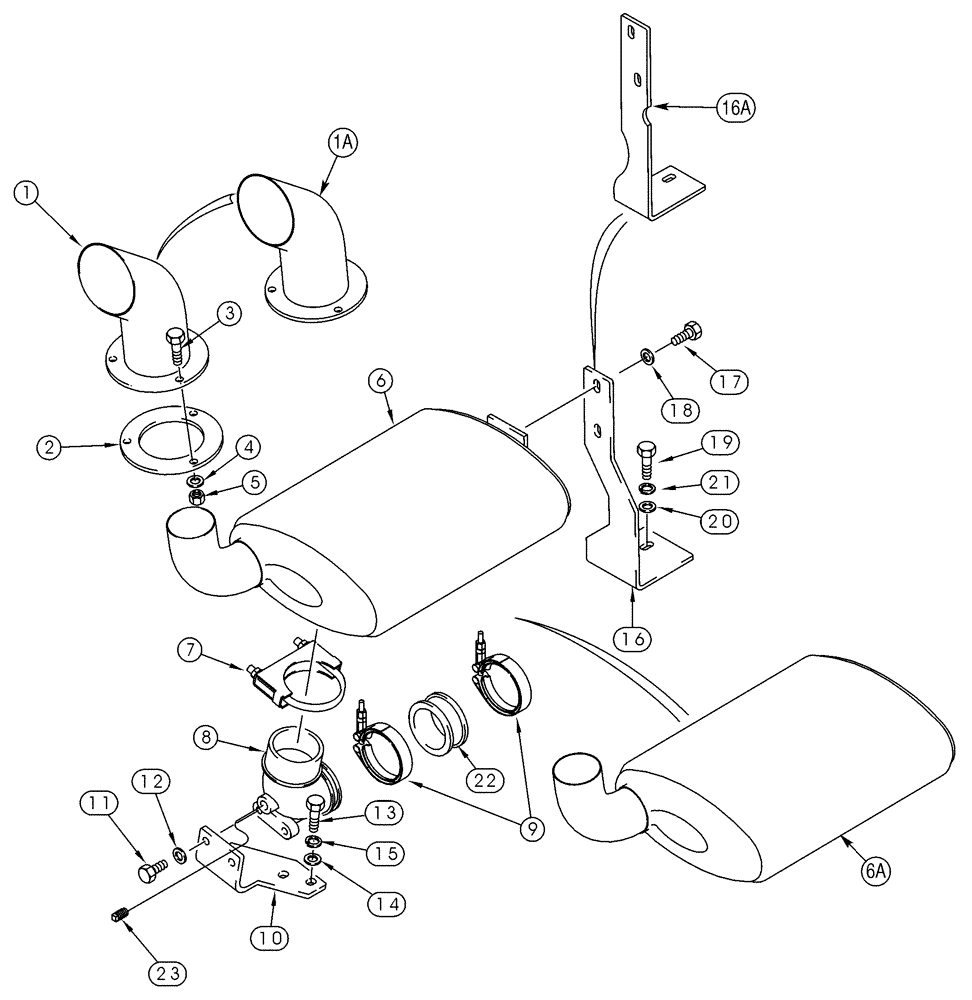 Схема запчастей Case 90XT - (02-05) - EXHAUST SYSTEM EUROPE (02) - ENGINE