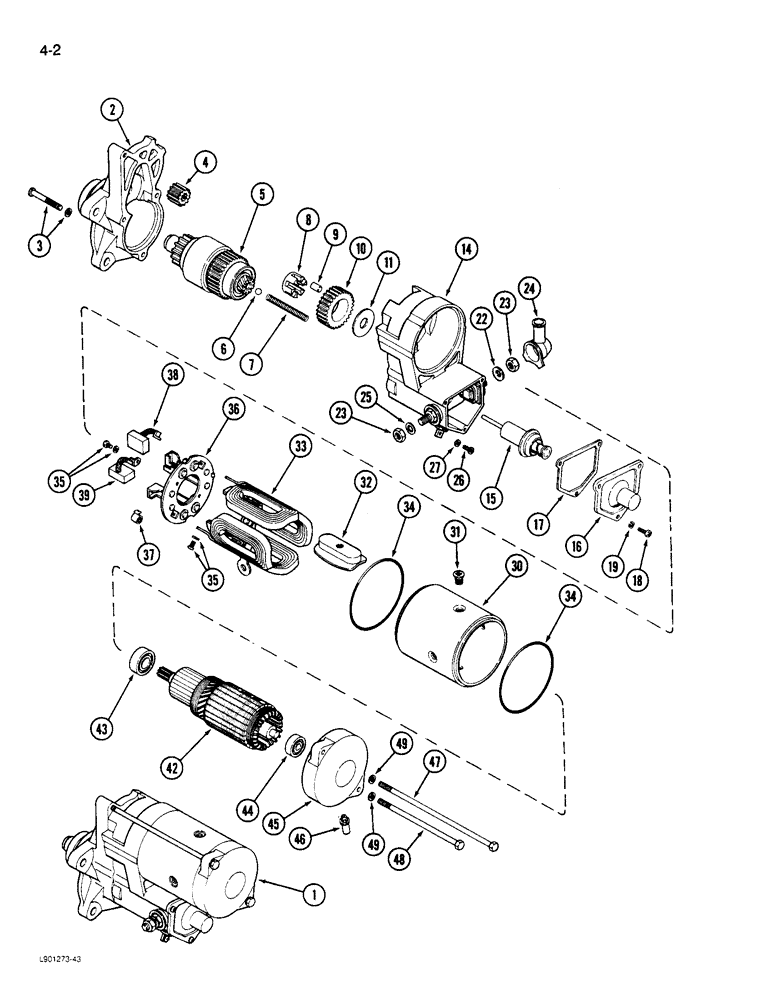 Схема запчастей Case 1085C - (4-02) - STARTER (04) - ELECTRICAL SYSTEMS