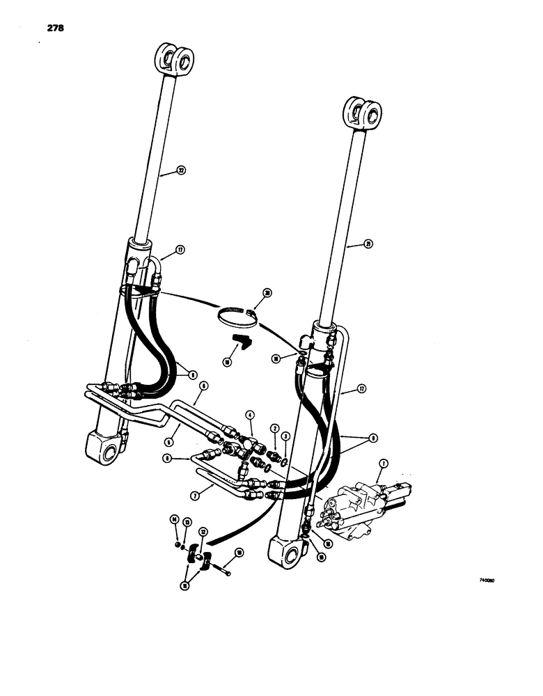 Схема запчастей Case 680E - (278) - LOADER LIFT CYLINDER HYDRAULIC CONTROL (35) - HYDRAULIC SYSTEMS