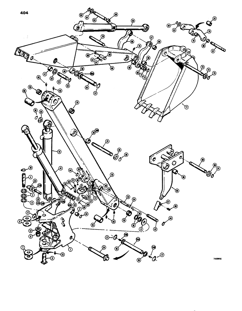 Схема запчастей Case 680E - (404) - TOWER, BOOM, DIPPER ARM AND BUCKET (84) - BOOMS, DIPPERS & BUCKETS