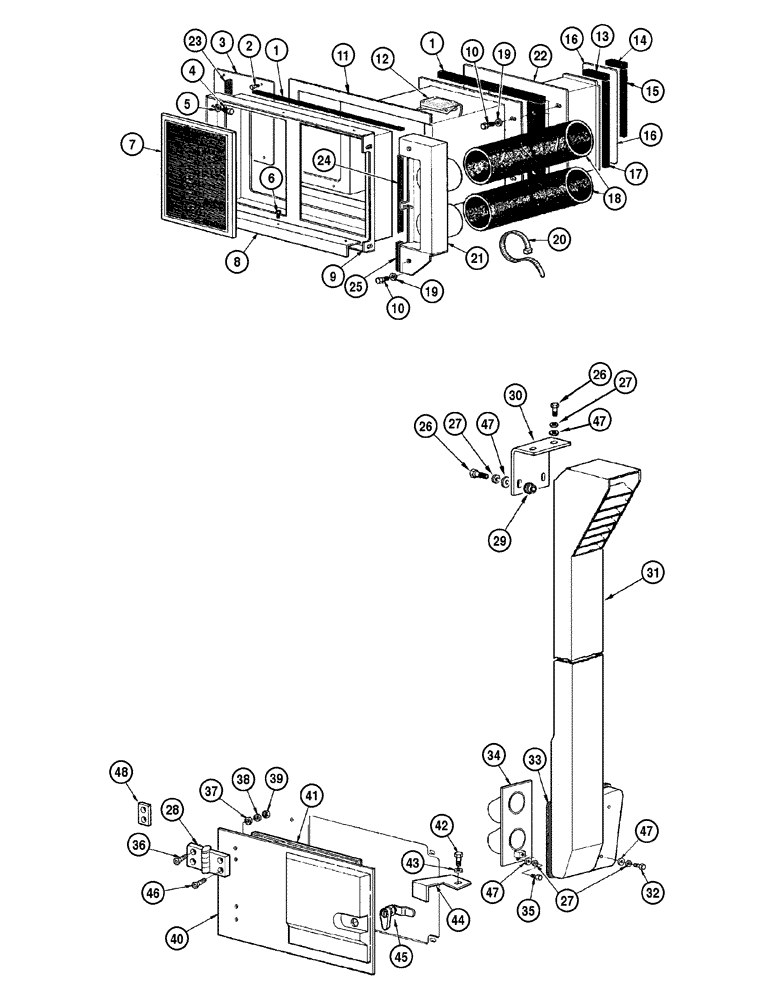 Схема запчастей Case 885 - (09-092[01]) - AIR CONDITIONING - AIR INLET AND FILTER (09) - CHASSIS/ATTACHMENTS