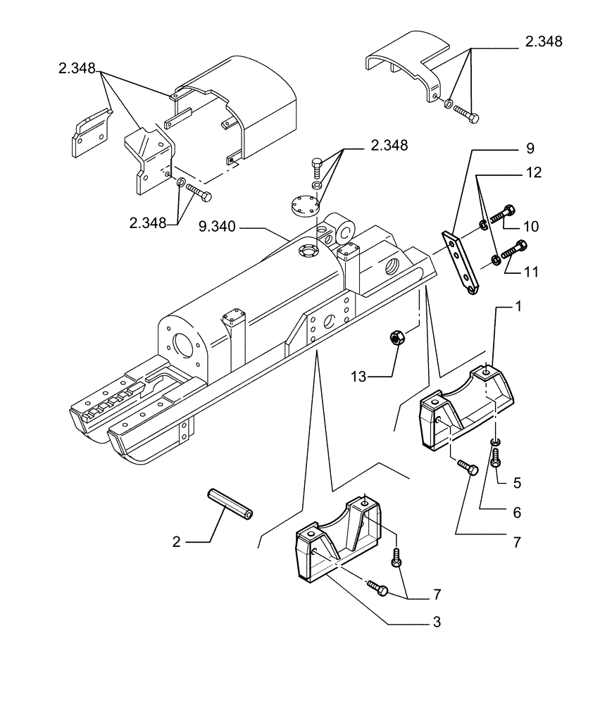 Схема запчастей Case 1850K LT - (9.353[01]) - TRACK ROLLER GUARDS - OPTIONAL CODE 76078275 (19) - OPTIONS