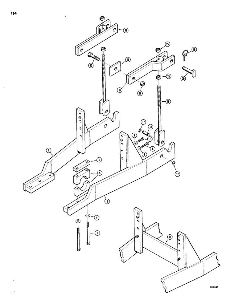 Схема запчастей Case 26 - (114) - BACKHOE MOUNTING PARTS, FOR 450 CRAWLERS 