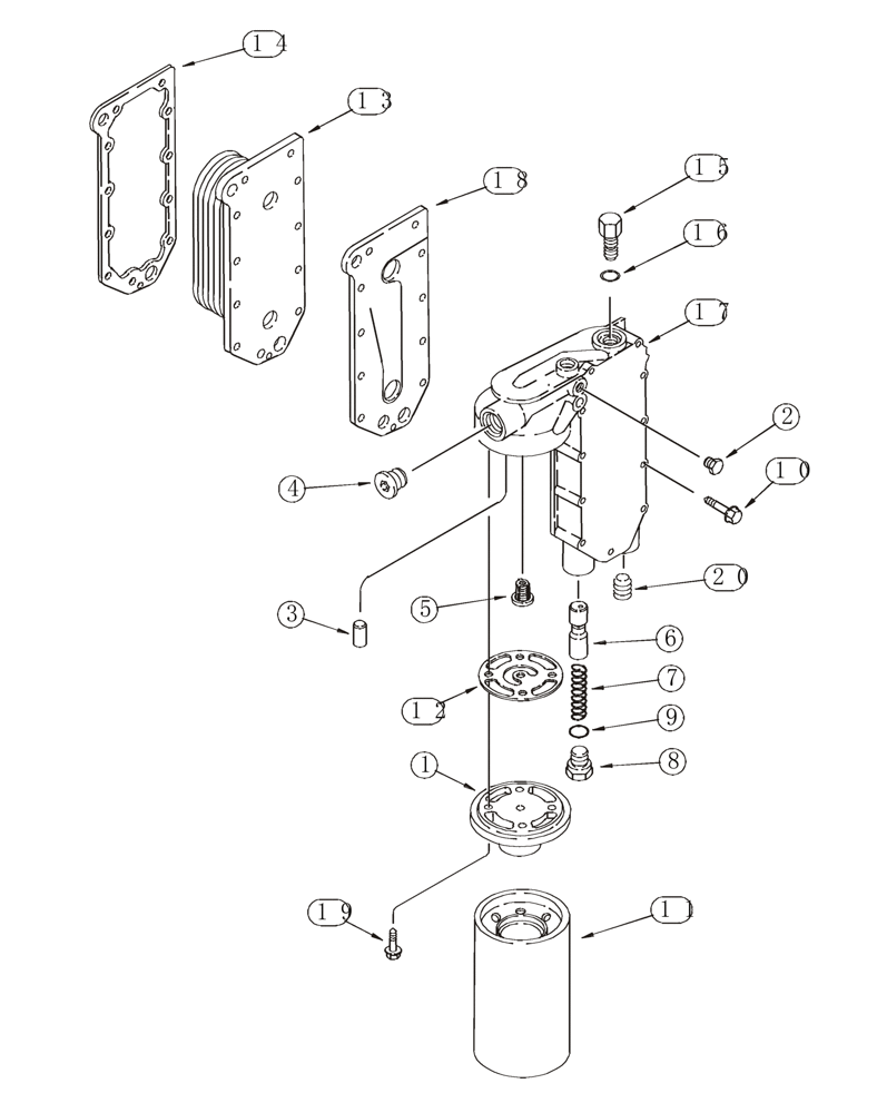 Схема запчастей Case 821C - (02-29) - FILTER AND COOLER OIL (02) - ENGINE