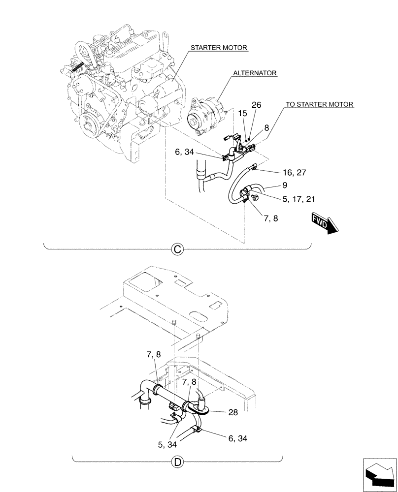 Схема запчастей Case CX17B - (01-046[02]) - ELEC ASSY, UPP (55) - ELECTRICAL SYSTEMS