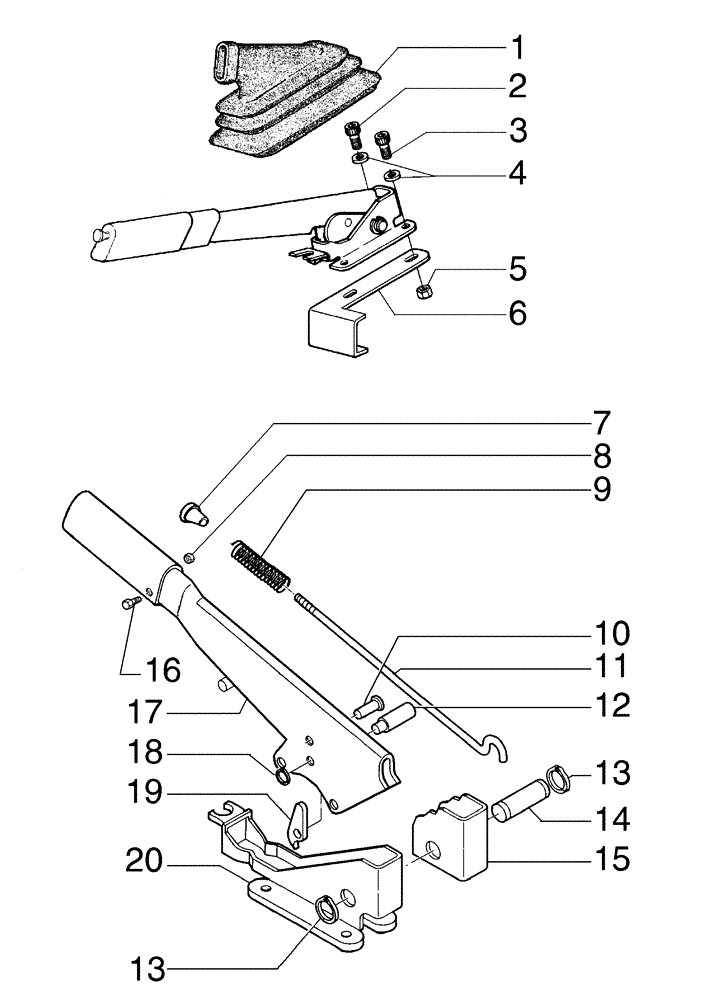 Схема запчастей Case 845B - (07-04[01]) - PARKING BRAKE CONTROL LEVER (07) - BRAKES