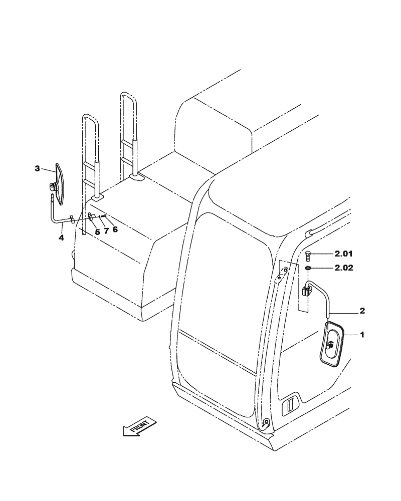 Схема запчастей Case CX470C - (09-037-00[01]) - BACK VIEW MIRRORS (05.1) - UPPERSTRUCTURE CHASSIS/ATTACHMENTS