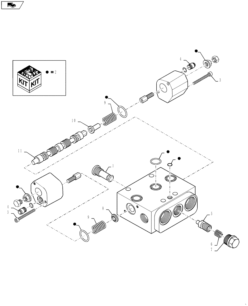 Схема запчастей Case 621F - (35.357.01[03]) - VALVE ASSEMBLY, LOADER CONTROL, THIRD AND FOURTH SPOOL, Z-BAR AND XR/LR (35) - HYDRAULIC SYSTEMS