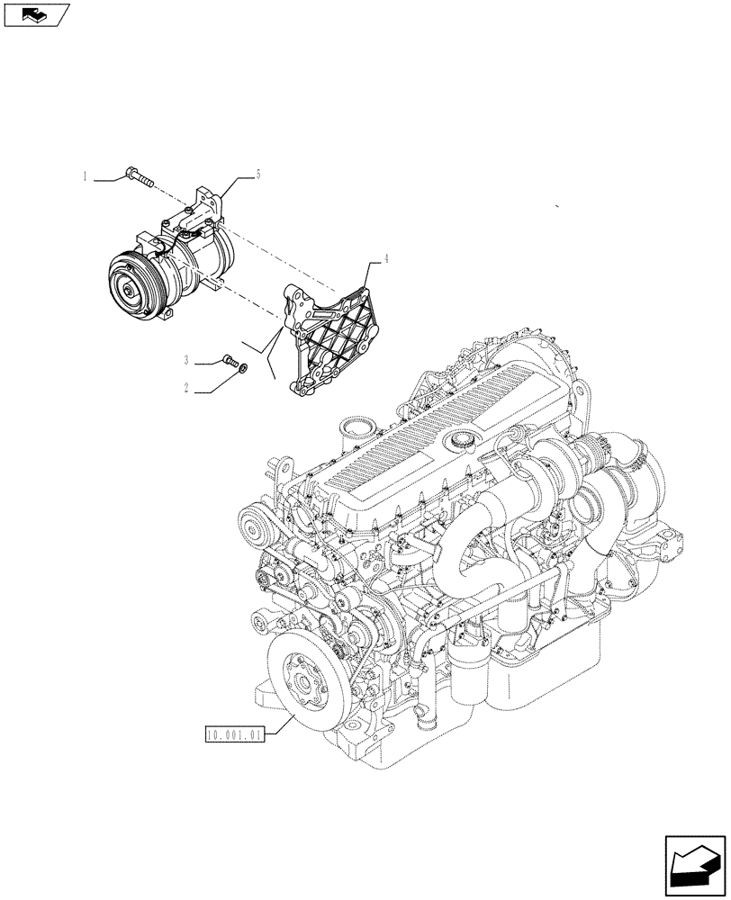 Схема запчастей Case F3DFA613B E003 - (50.200.01) - COMPRESSOR, AIRCOND. (5801416964) (50) - CAB CLIMATE CONTROL