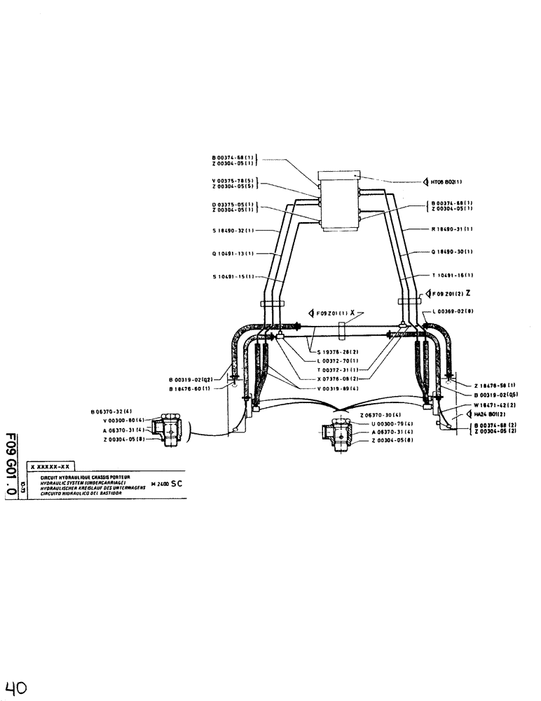 Схема запчастей Case SC150 - (040) - HYDRAULIC SYSTEM (UNDERCARRIAGE) SC 