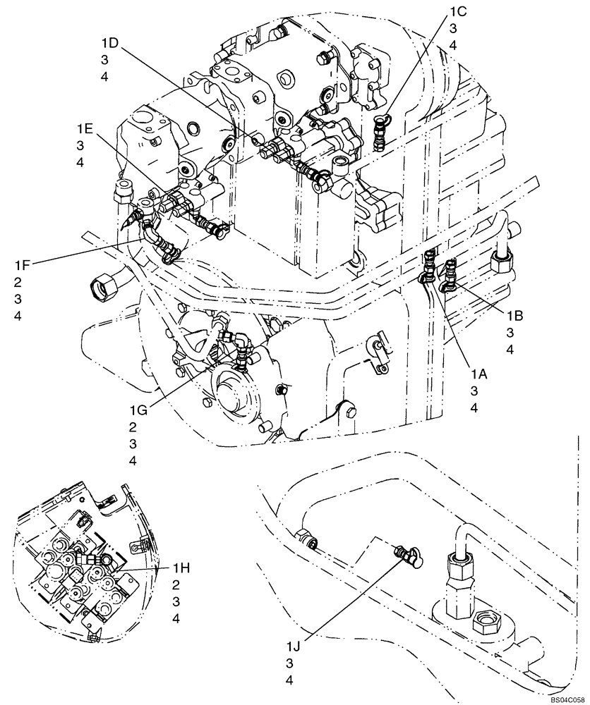 Схема запчастей Case 721D - (08-25A) - COUPLER SYSTEM - DIAGNOSTIC LINES (08) - HYDRAULICS