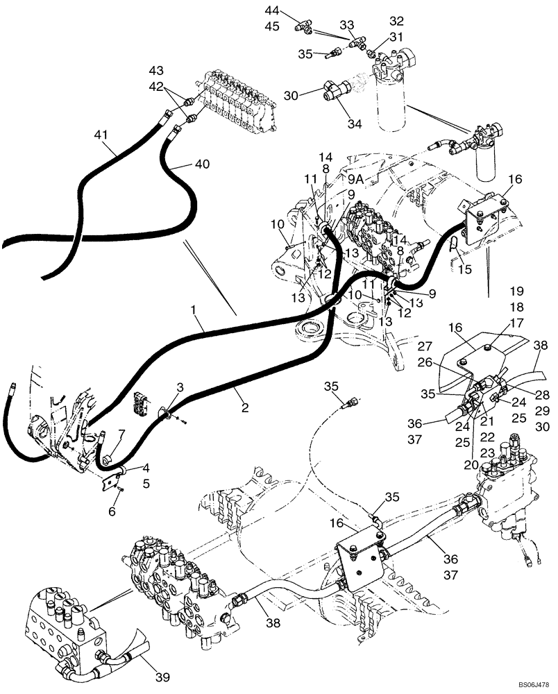 Схема запчастей Case 580SM - (08-23) - HYDRAULICS - BACKHOE AUXILIARY (WITHOUT PILOT CONTROLS) (08) - HYDRAULICS