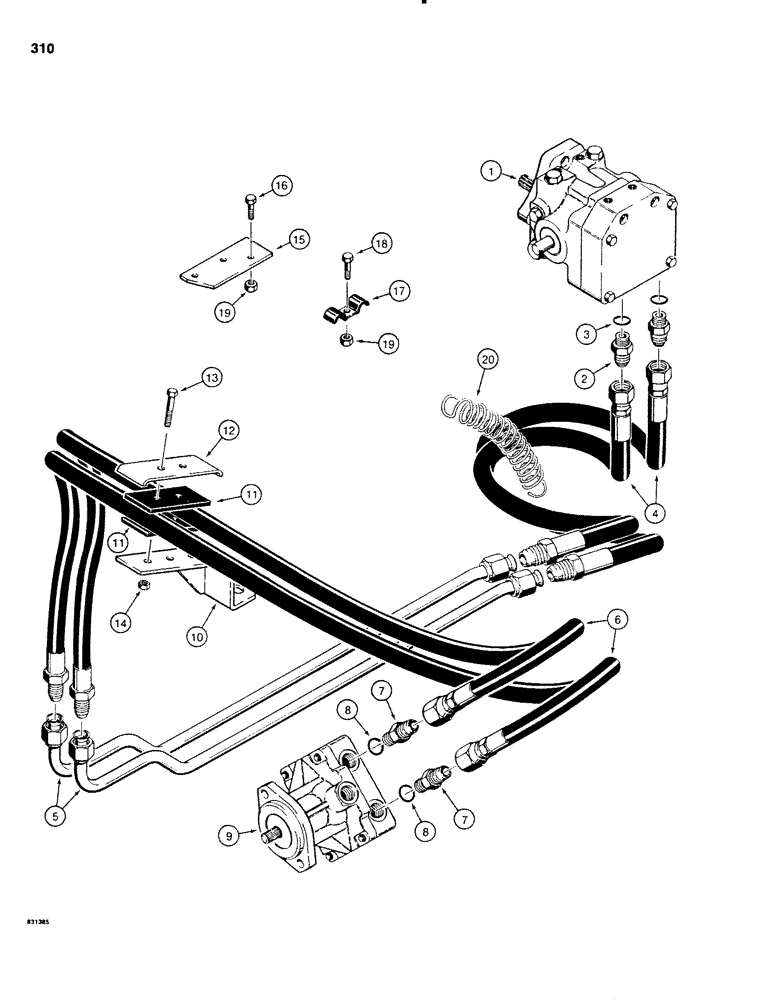 Схема запчастей Case SD100 - (310) - LINE LAYER HYDRAULIC PUMP TO MOTOR PRESSURE CIRCUIT (35) - HYDRAULIC SYSTEMS