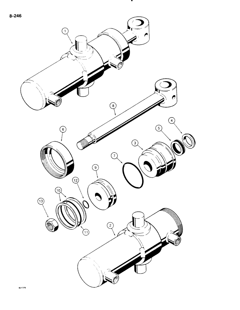 Схема запчастей Case DH4B - (8-246) - BACKFILL BLADE ANGLE CYLINDER, REAR MOUNTED WITH REAR PLOW (08) - HYDRAULICS