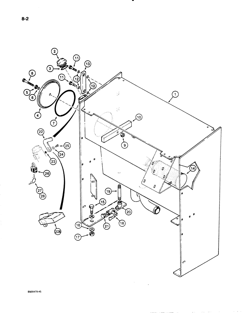 Схема запчастей Case 621 - (8-02) - HYDRAULIC RESERVOIR (08) - HYDRAULICS