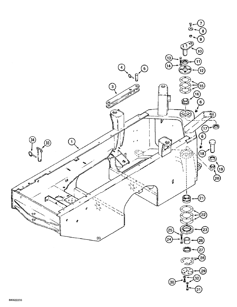 Схема запчастей Case 721B - (9-022) - REAR FRAME AND PIVOT (09) - CHASSIS/ATTACHMENTS