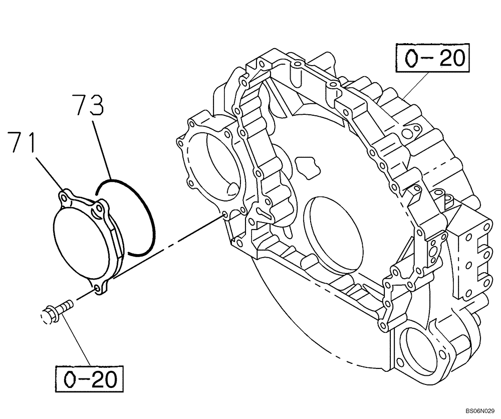 Схема запчастей Case CX225SR - (02-35) - ENGINE FLYWHEEL HOUSING (02) - ENGINE