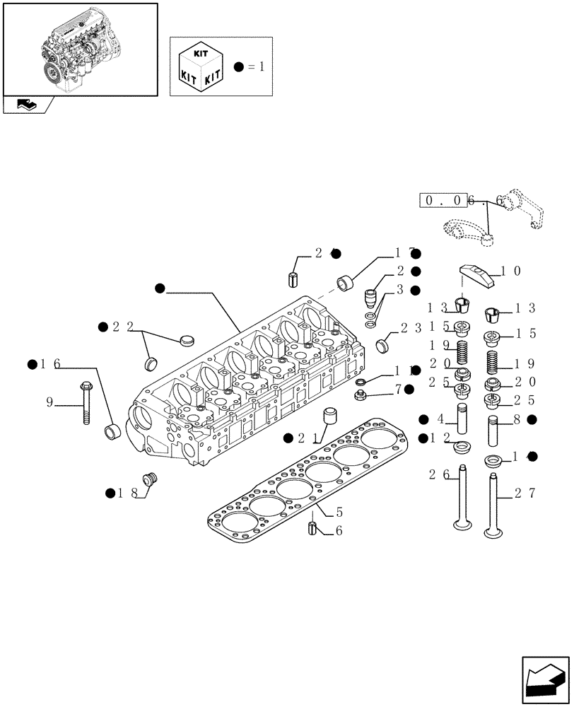 Схема запчастей Case F3AE0684S E908 - (0.06.0) - CYLINDER HEAD & RELATED PARTS (504051863 - 504051861 - 504051865) 