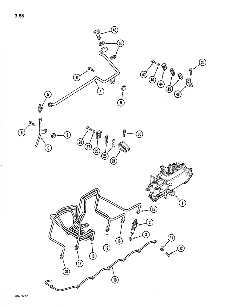 Схема запчастей Case 780C - (3-68) - FUEL INJECTION SYSTEM, 6T-590 ENGINE (03) - FUEL SYSTEM