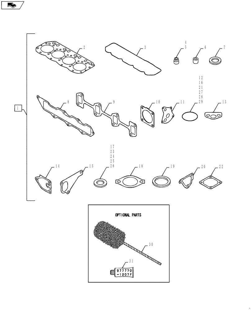 Схема запчастей Case CX55BMSR - (08-016[00]) - GASKET SET (10) - ENGINE