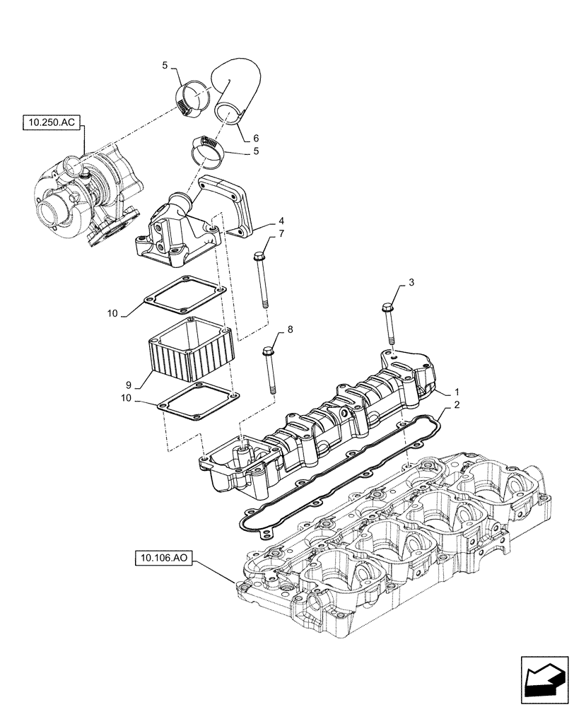 Схема запчастей Case F5CE5454B A005 - (10.254.AM) - INTAKE MANIFOLD (10) - ENGINE