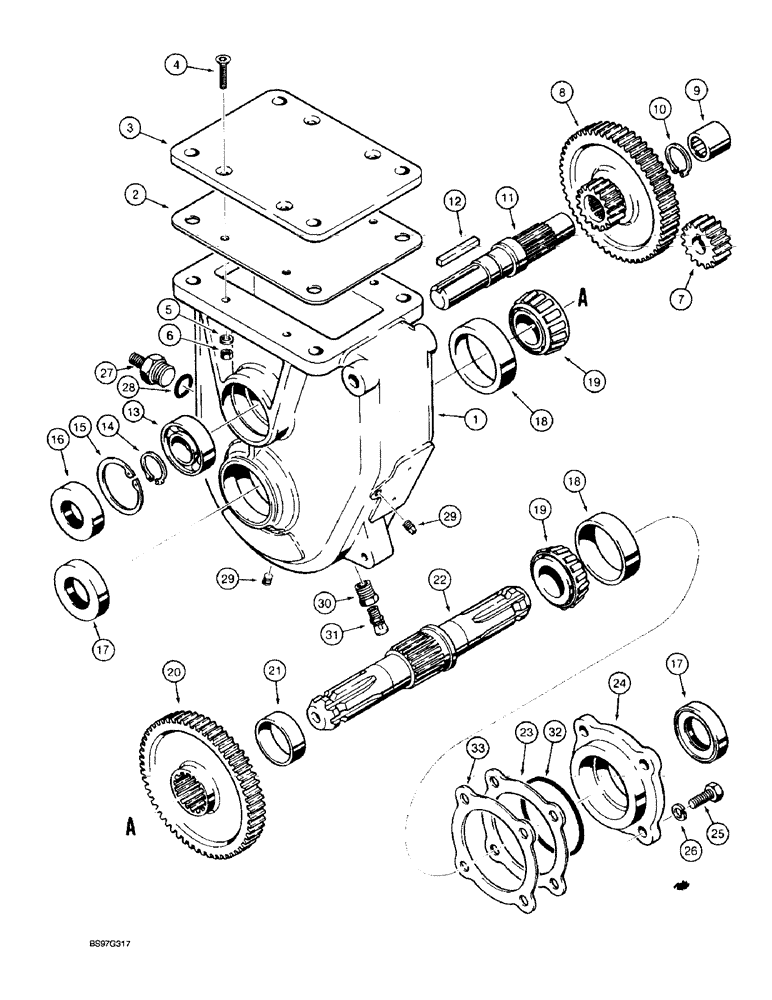 Схема запчастей Case TF300 - (9-72) - HYDRA-BORER GEARBOX ASSEMBLY (09) - CHASSIS/ATTACHMENTS