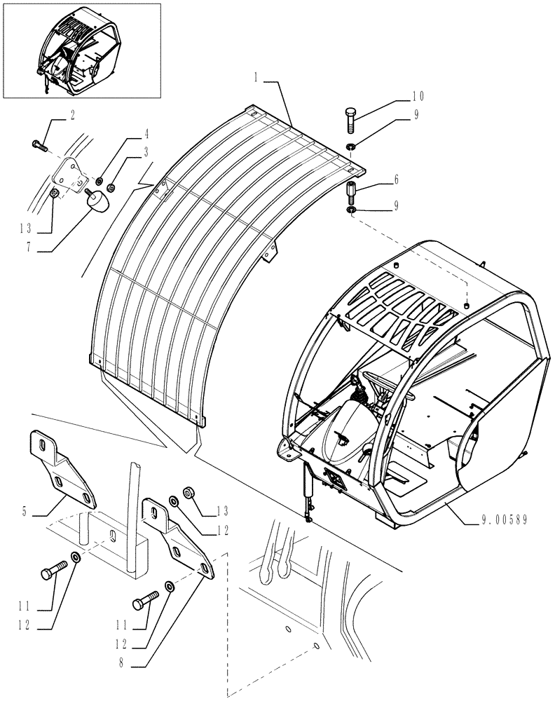 Схема запчастей Case TX842 - (9.10182[01]) - WINDSHIELD GUARD GRILL - OPTIONAL CODE 749041011 (88) - ACCESSORIES