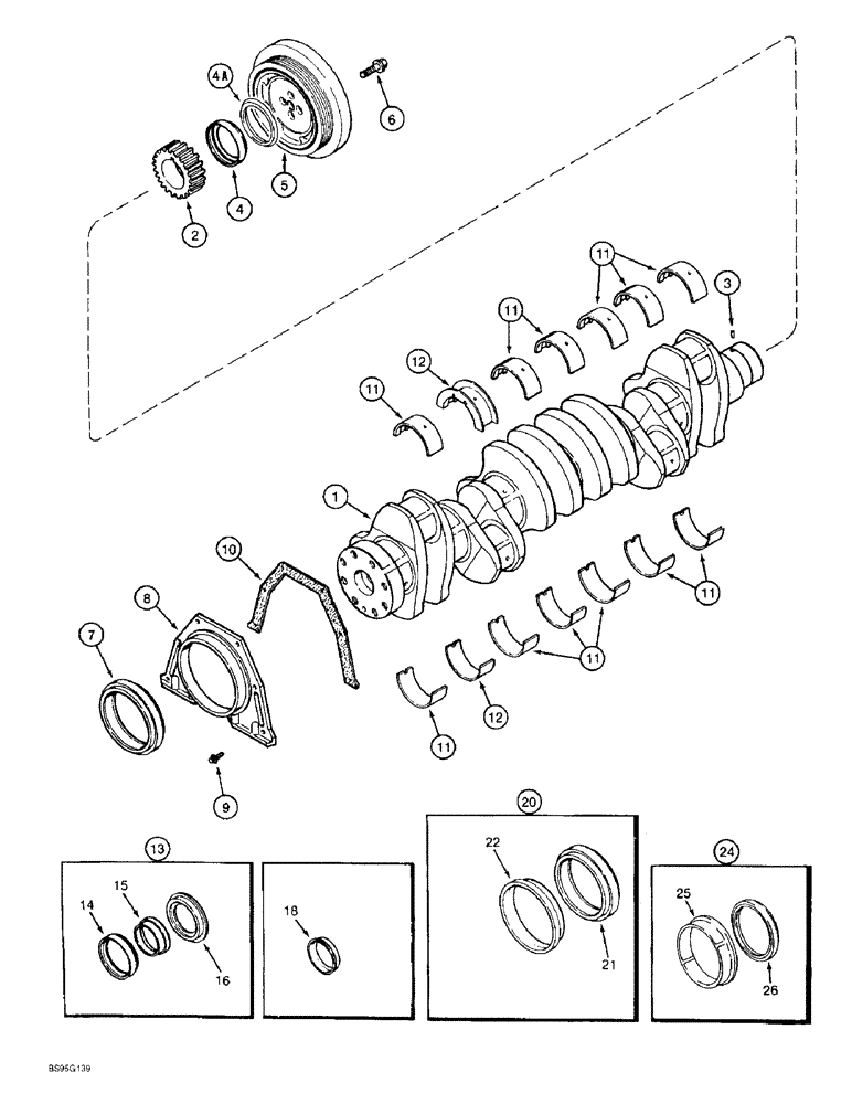 Схема запчастей Case 1155E - (2-084) - CRANKSHAFT, 6T-590 ENGINE (02) - ENGINE