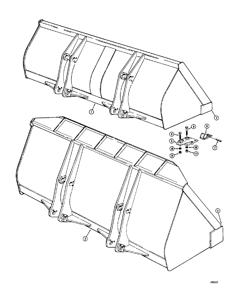 Схема запчастей Case W8C - (200) - LOADER BUCKETS (OPTIONAL TYPES), 1-1/2 CUBIC YARD LOADER BUCKETS (MACHINERY ITEM) (88) - ACCESSORIES