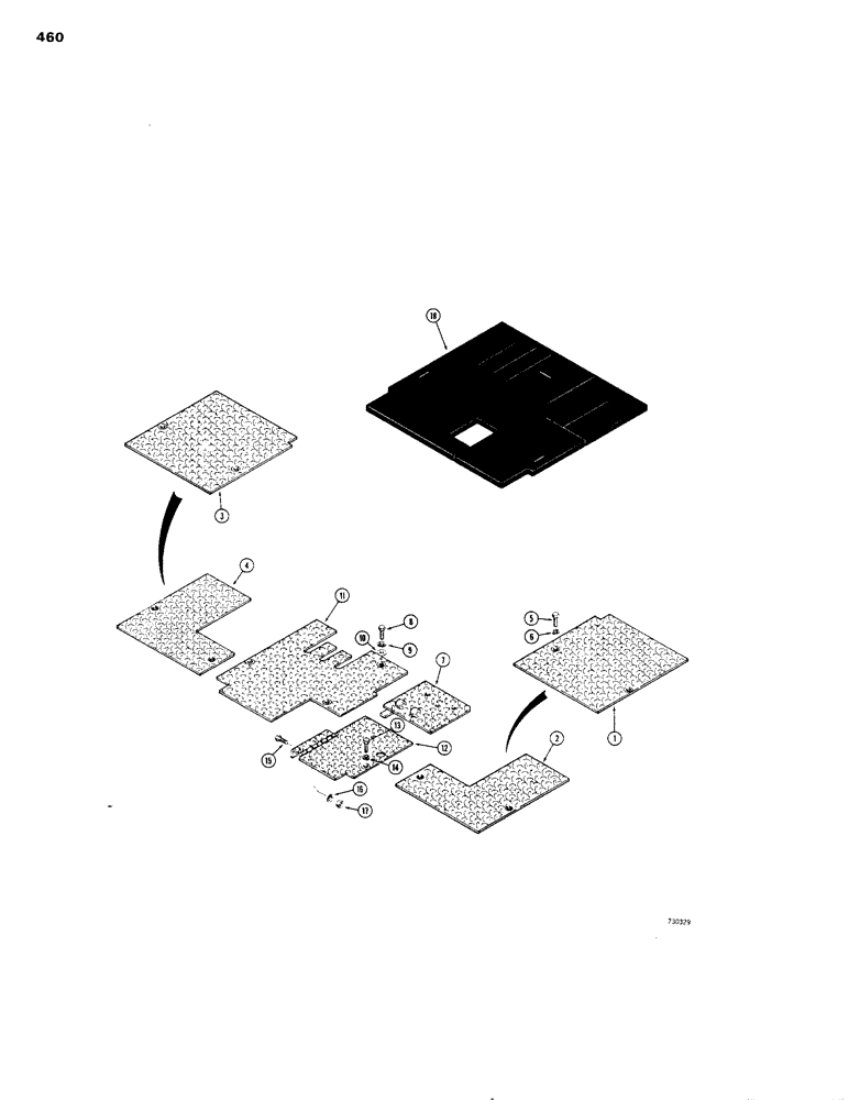 Схема запчастей Case 1150B - (460) - FLOOR PLATES AND MAT (05) - UPPERSTRUCTURE CHASSIS