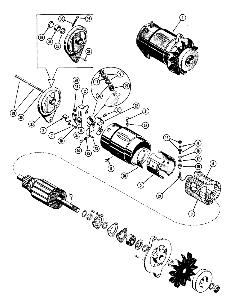 Схема запчастей Case 310G - (084) - F83421 GENERATOR, (148B) ENGINE - POSITIVE GROUND (06) - ELECTRICAL SYSTEMS