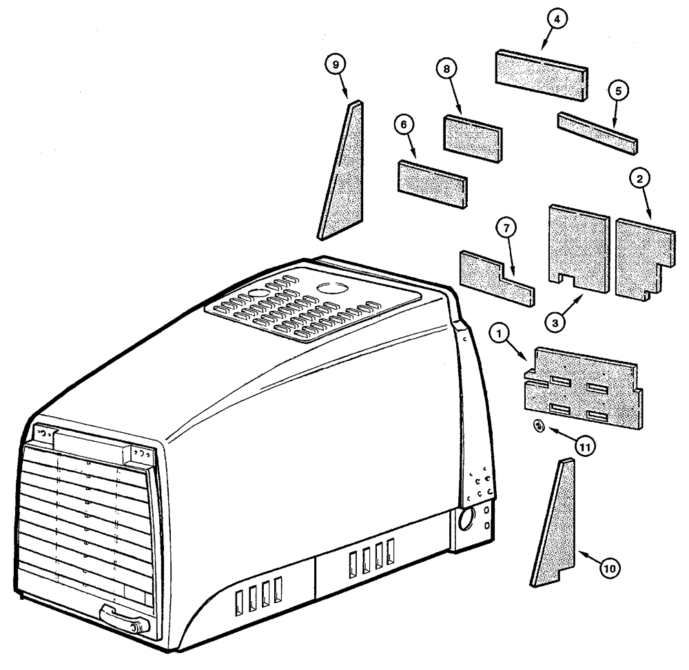 Схема запчастей Case 885 - (09.17[00]) - NOISE INSULATOR - ENGINE HOOD (09) - CHASSIS